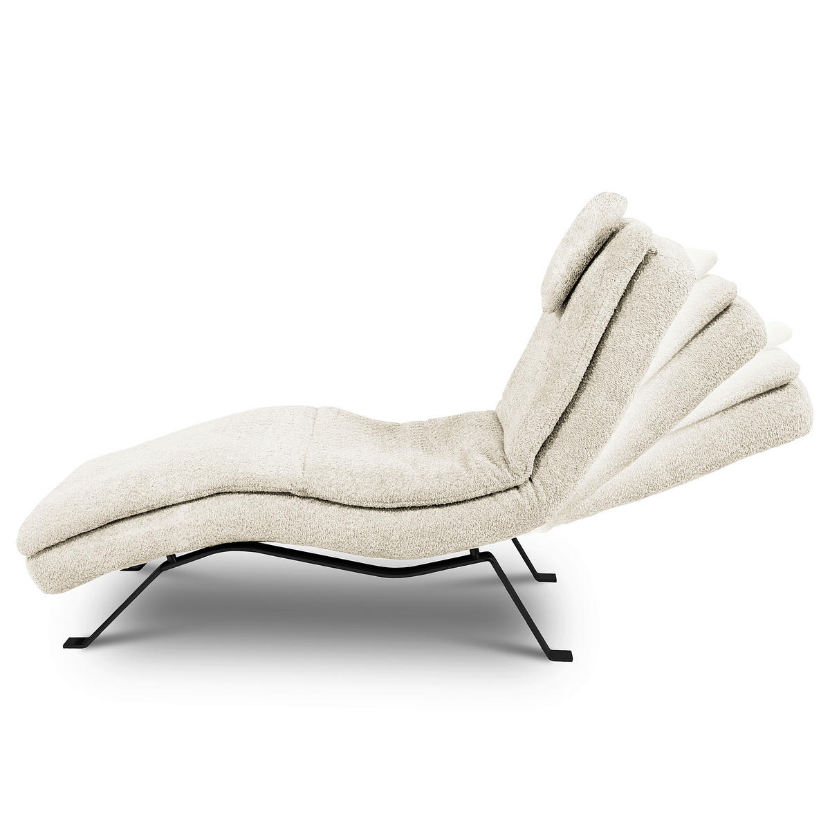 RELAXLIEGE Echtleder Weiß  - Schwarz/Weiß, Design, Leder/Metall (65/95/171cm) - Celina Home