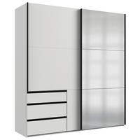 SCHWEBETÜRENSCHRANK 200/216/65 cm,  in Weiß, 2 Tür(en)  - Schwarz/Weiß, MODERN, Glas/Holzwerkstoff (200/216/65cm) - MID.YOU