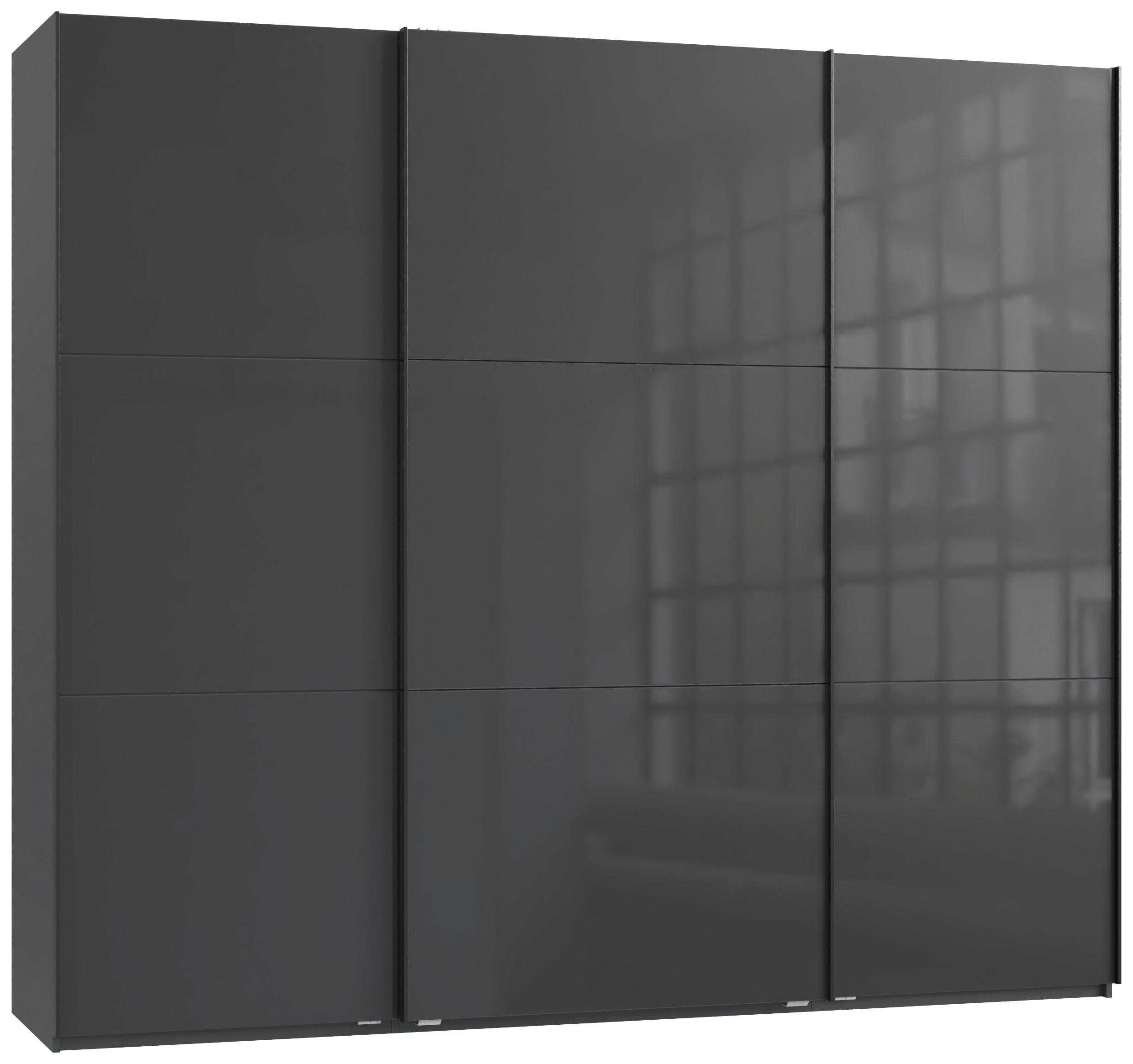 SCHWEBETÜRENSCHRANK  in Graphitfarben, Grau  - Schwarz/Graphitfarben, KONVENTIONELL, Glas/Holzwerkstoff (250/216/65cm) - Stylife