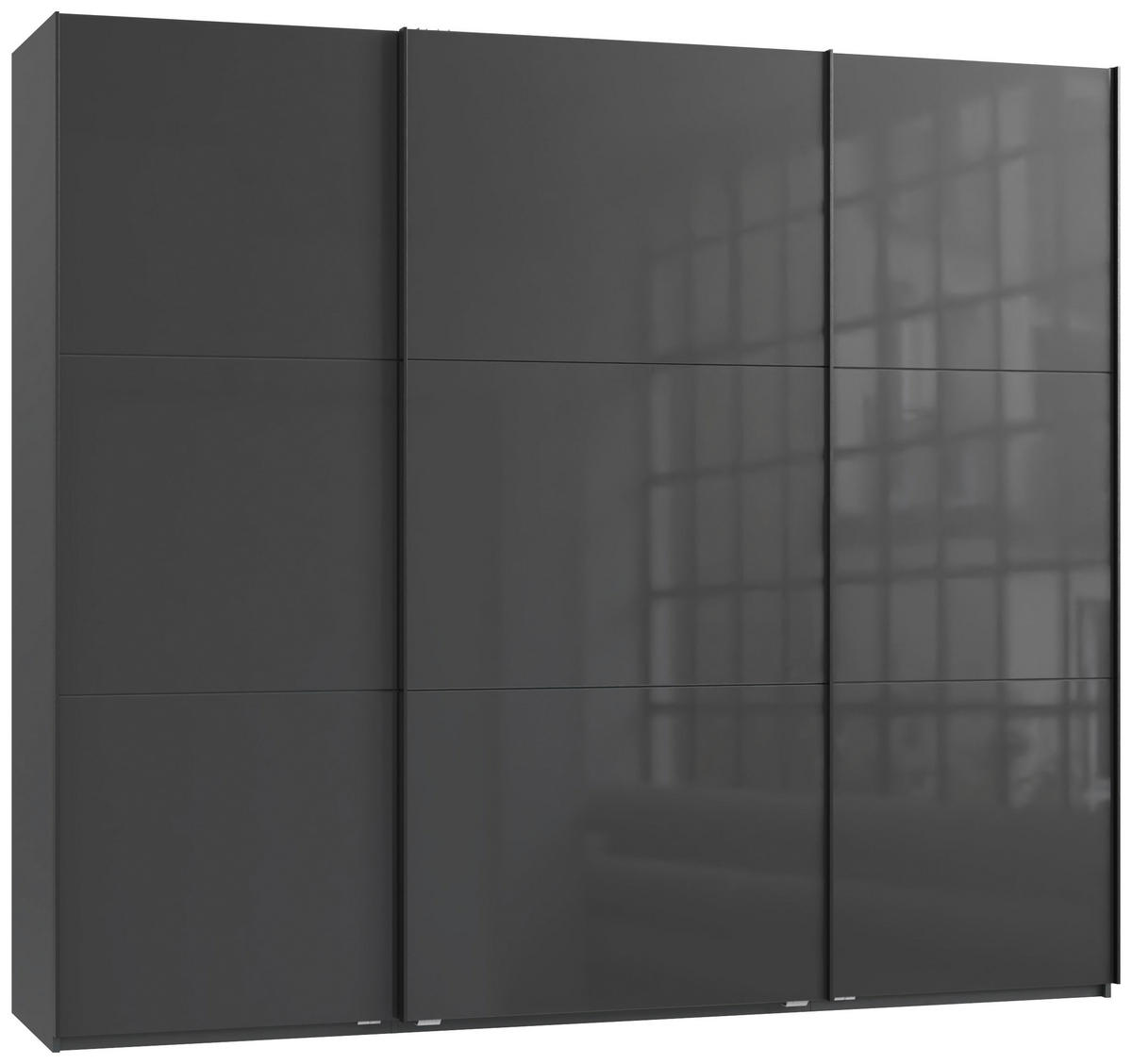 SCHWEBETÜRENSCHRANK in Graphitfarben, Grau  - Schwarz/Graphitfarben, Konventionell, Glas/Holzwerkstoff (250/216/65cm) - Stylife