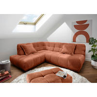 ECKSOFA Chenille Rostfarben  - Rostfarben/Schwarz, Modern, Kunststoff/Textil (203/254cm) - Livetastic