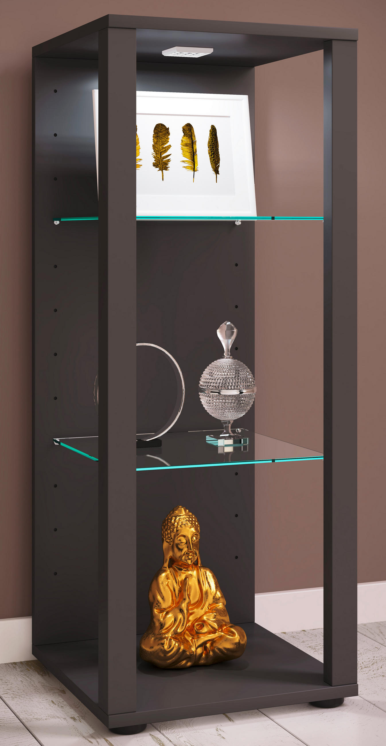 VITRINE in Anthrazit - Anthrazit, Modern, Glas/Holzwerkstoff (35/90/35cm) - MID.YOU