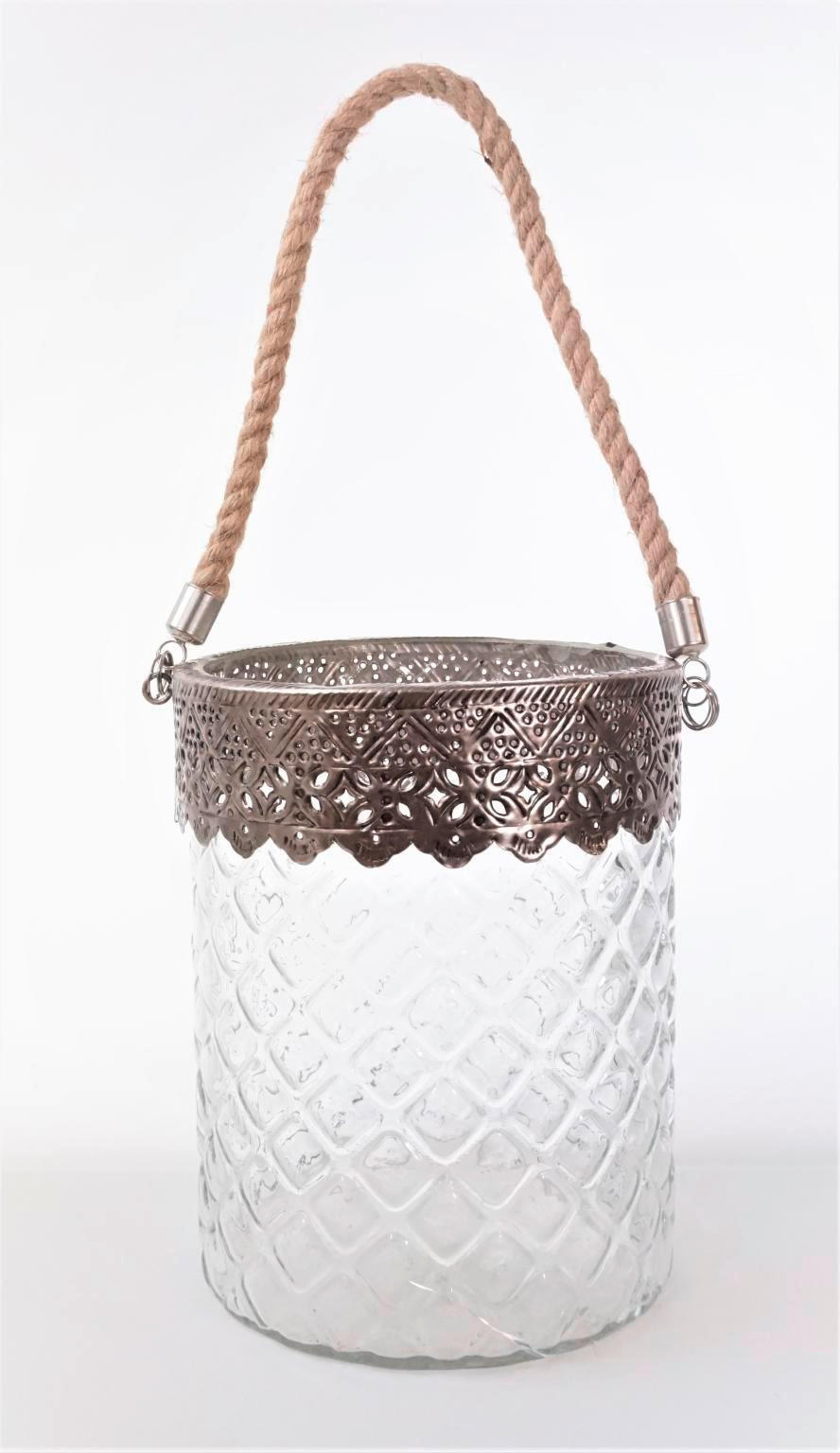 WINDLICHT Silberfarben, Transparent 22/22 cm  - Transparent/Silberfarben, Trend, Glas/Metall (22/22cm)