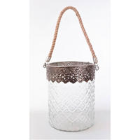 WINDLICHT Silberfarben, Transparent 22/22 cm  - Transparent/Silberfarben, Trend, Glas/Metall (22/22cm)