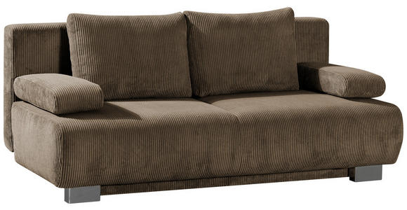 SCHLAFSOFA in Cord Dunkelbraun  - Dunkelbraun, KONVENTIONELL, Textil/Metall (196/89/94cm) - Novel