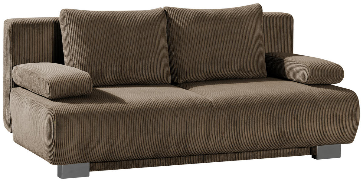 SCHLAFSOFA in Cord Dunkelbraun  - Dunkelbraun, Konventionell, Textil/Metall (196/89/94cm) - Novel