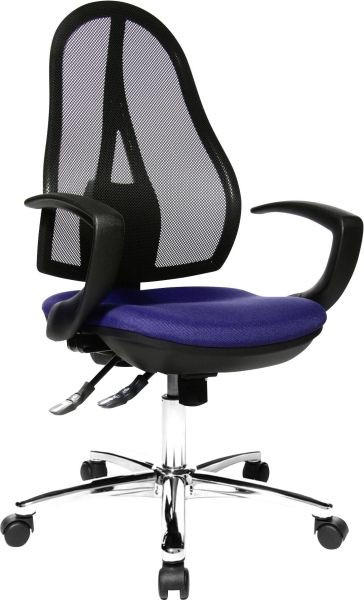 DREHSTUHL  in Netzbespannung Blau, Schwarz  - Chromfarben/Blau, Design, Kunststoff/Textil (48/103-111/48cm) - Topstar
