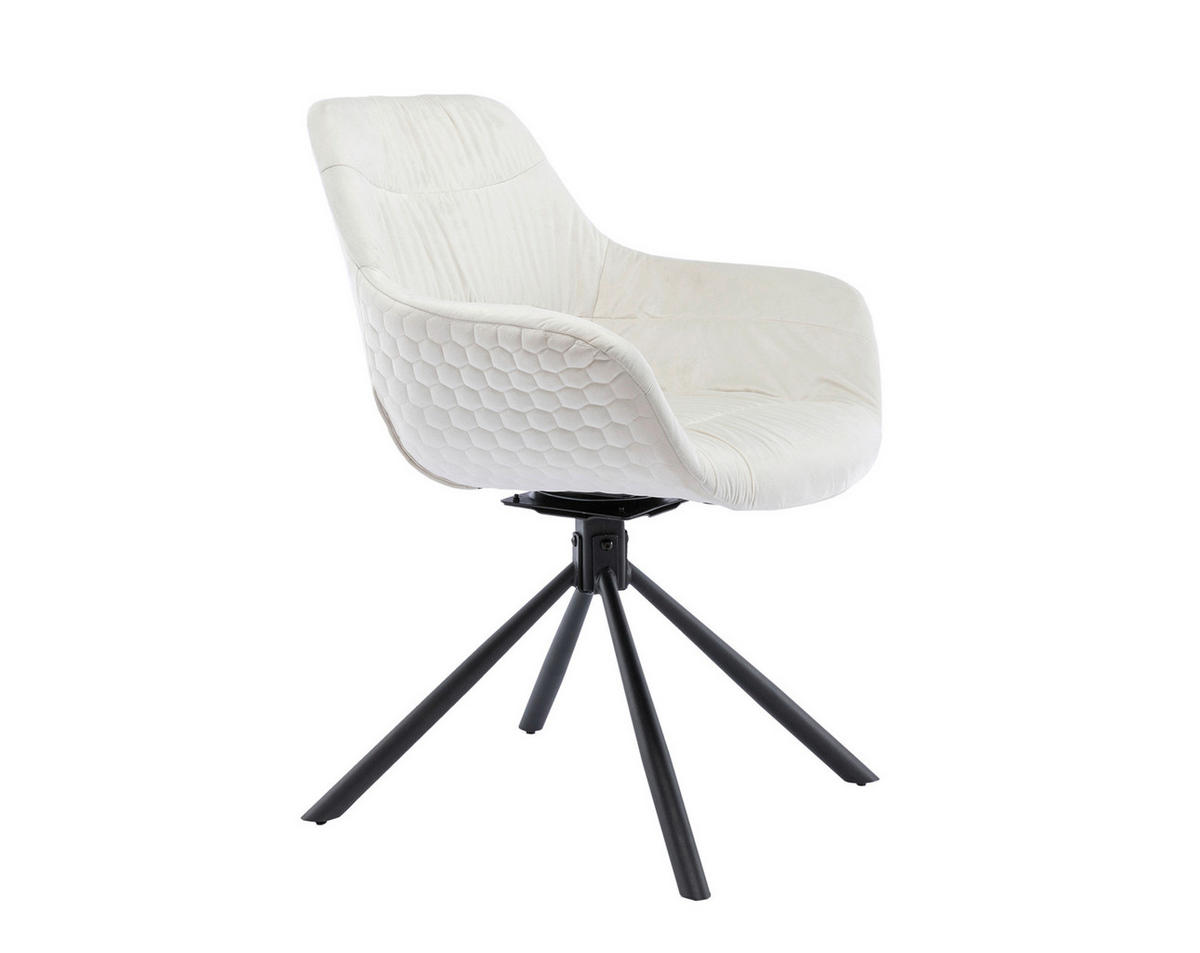 ARMLEHNSTUHL  in Samt  - Creme/Schwarz, MODERN, Textil/Metall (64/82/63cm) - Livetastic