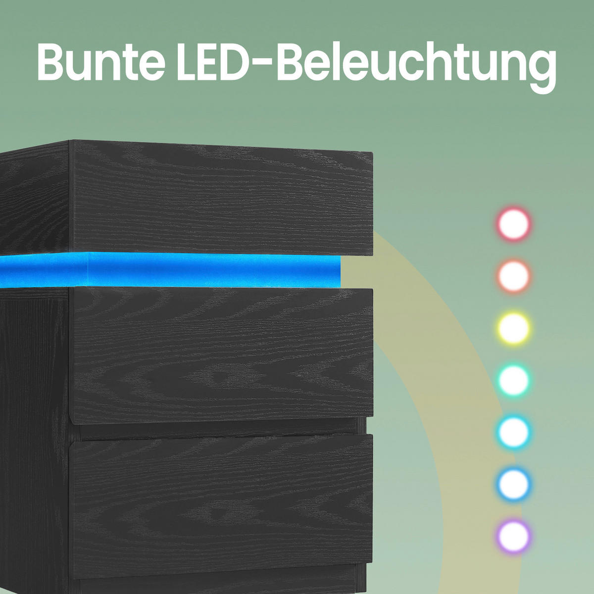 NACHTSCHRANK 40/55/35 cm  - Schwarz, Trend, Holzwerkstoff (40/55/35cm) - Boxxx