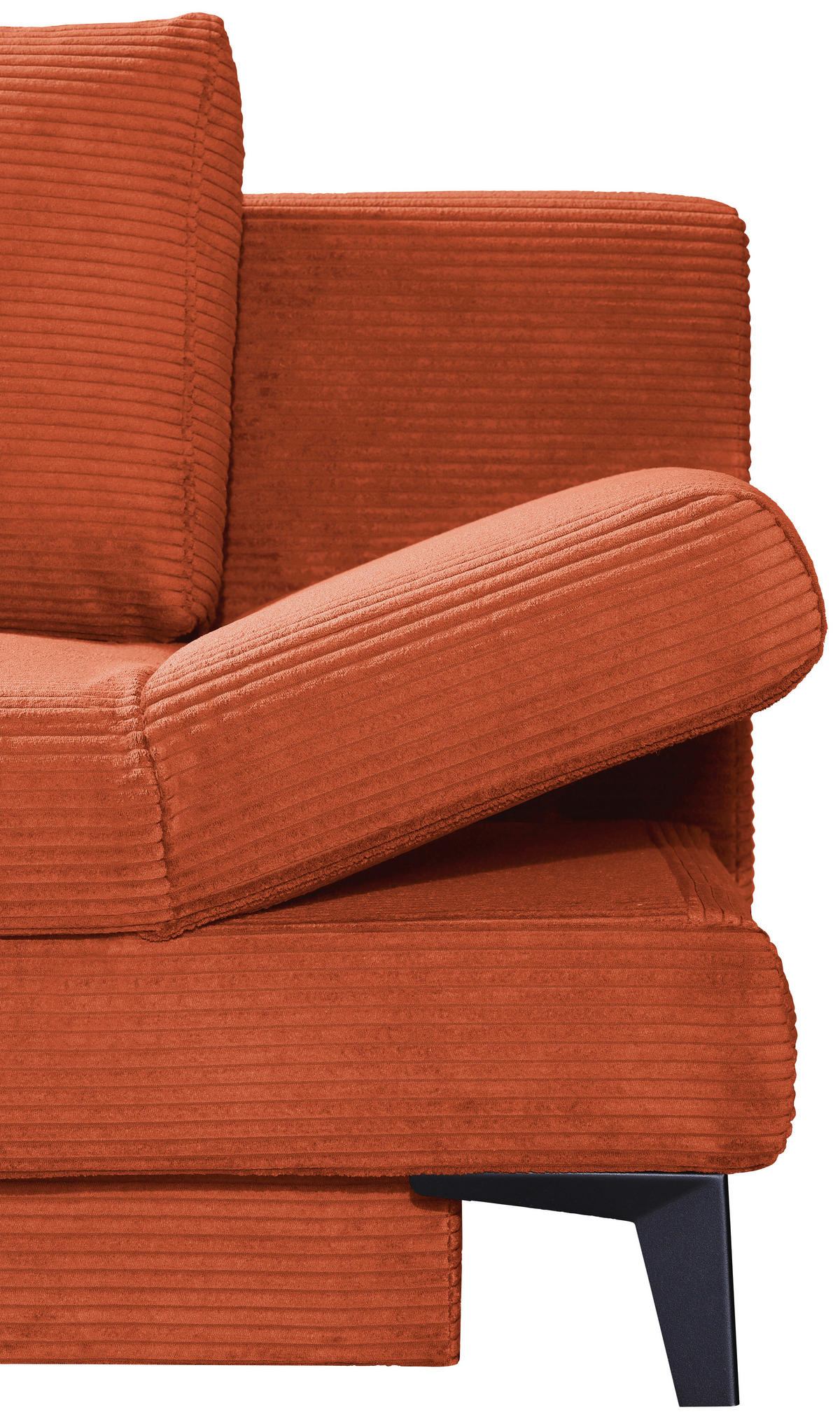 SCHLAFSOFA Cord Rostfarben  inkl. Bettkasten, Schlaffunktion, Armteilverstellung  - Rostfarben/Schwarz, Design, Textil/Metall (200/85/90cm) - Novel