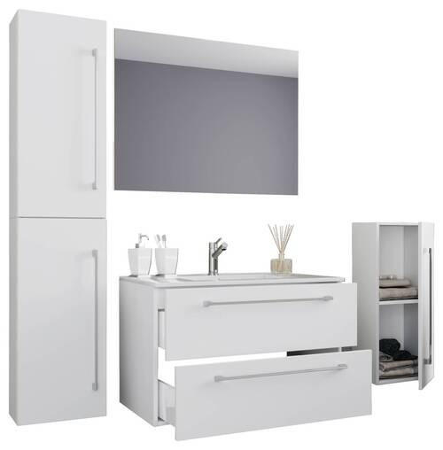 BADEZIMMER 5-teilig in 126 cm - Weiss/Alufarben, Modern, Keramik/Holzwerkstoff (126cm) - MID.YOU