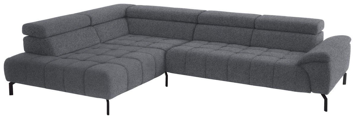 ECKSOFA in Chenille Grau  222/323 cm  - Schwarz/Grau, Design, Textil/Metall (222/323cm) - Beldomo Style