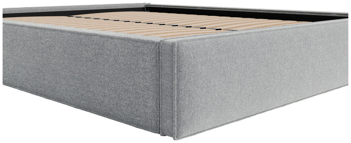 POLSTERBETT 120/200 cm,  in Hellgrau, Lattenrost, Bettkasten,  - Hellgrau/Schwarz, Design, Holz/Textil (120/200cm) - Chameo