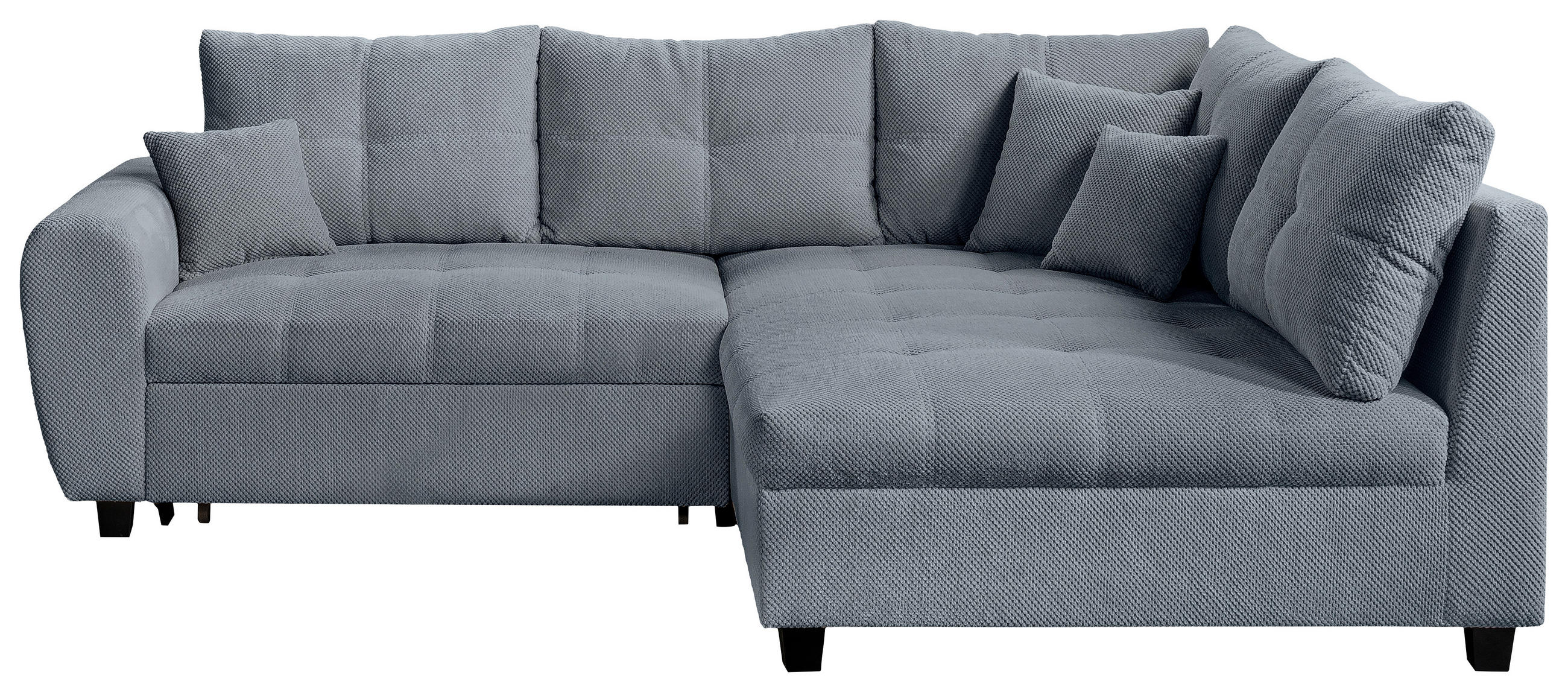 ECKSOFA Blaugrau Plüsch  - Blaugrau/Schwarz, KONVENTIONELL, Kunststoff/Textil (249/175cm) - Carryhome