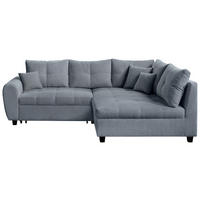 ECKSOFA Blaugrau Plüsch  - Blaugrau/Schwarz, KONVENTIONELL, Kunststoff/Textil (249/175cm) - Carryhome