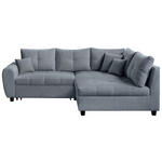 ECKSOFA  in Plüsch Blaugrau  - Blaugrau/Schwarz, KONVENTIONELL, Kunststoff/Textil (249/175cm) - Carryhome