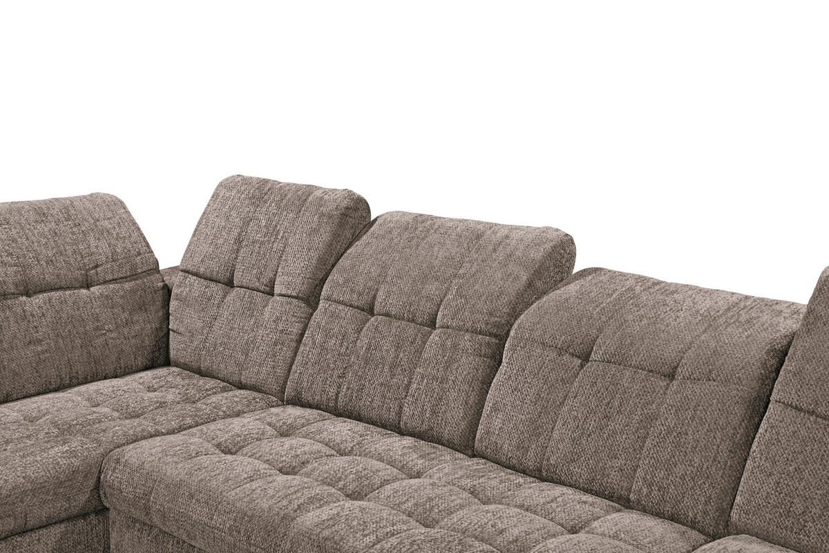 WOHNLANDSCHAFT Mikrovelours Braun  - Schwarz/Braun, Modern, Kunststoff/Textil (245/348/168cm) - MID.YOU