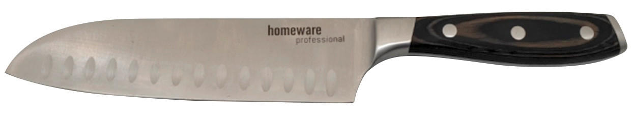 NŮŽ SANTOKU - tmavě hnědá/barvy nerez oceli, Konvenční, kov/kompozitní dřevo (32cm) - Homeware Profession.