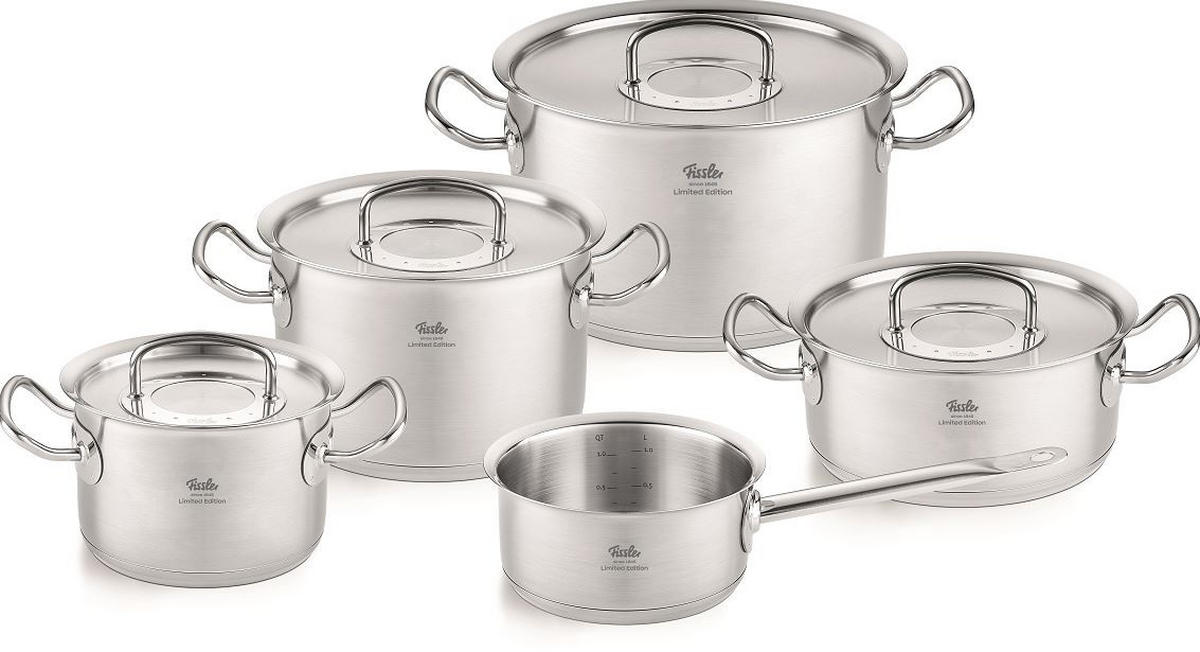 KOCHTOPFSET Original-Profi Collection® 5-teilig  - Edelstahlfarben, Basics, Metall - Fissler