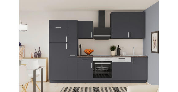 KÜCHENLEERBLOCK 310 cm   in Dunkelgrau  - Edelstahlfarben/Dunkelgrau, Design, Holzwerkstoff/Metall (310cm) - Xora