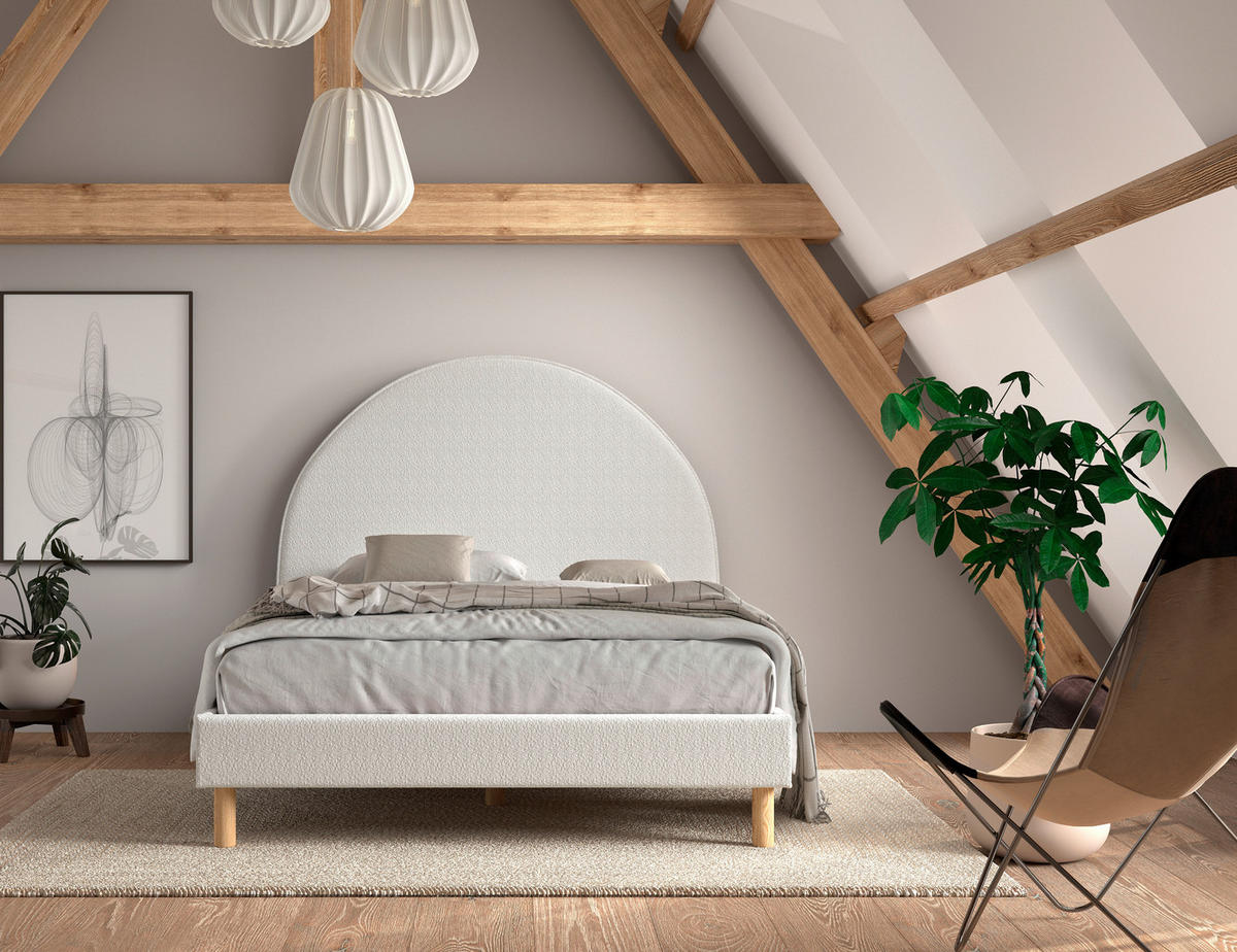 KINDER-/JUNIORBETT - Naturfarben/Weiß, ROMANTIK / LANDHAUS, Holz/Textil (140/200cm) - MID.YOU