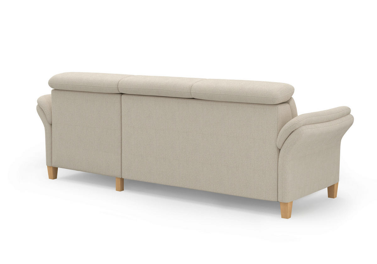 ECKSOFA GLENDALE E Sandfarben Chenille  - Sandfarben/Eichefarben, KONVENTIONELL, Holz/Textil (253/166cm) - Sit & More