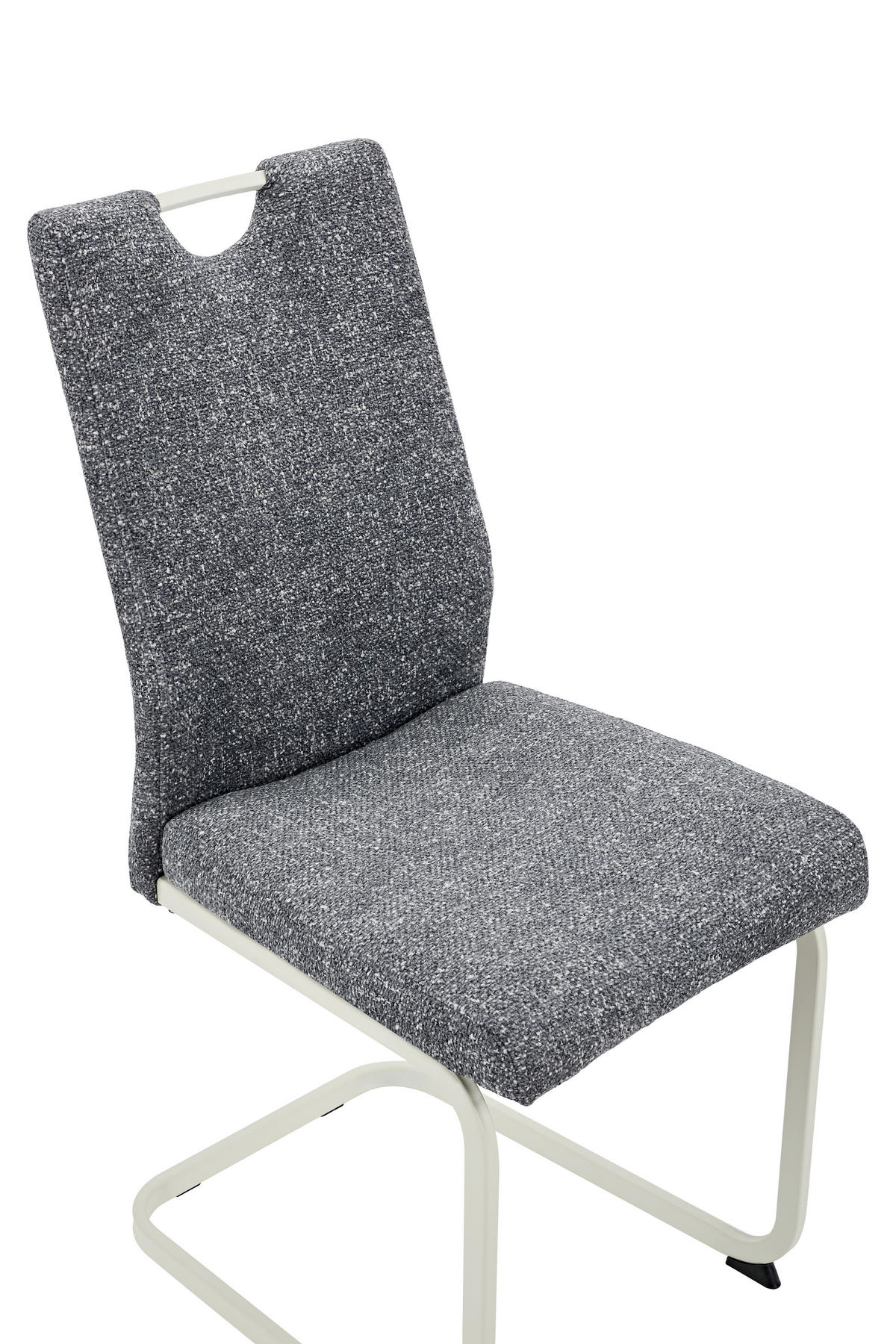 SCHWINGSTUHL-SET 4 Stück  in Stahl Webstoff, Mikrofaser  - Dunkelgrau/Creme, MODERN, Textil/Metall (45/98/59cm) - MID.YOU