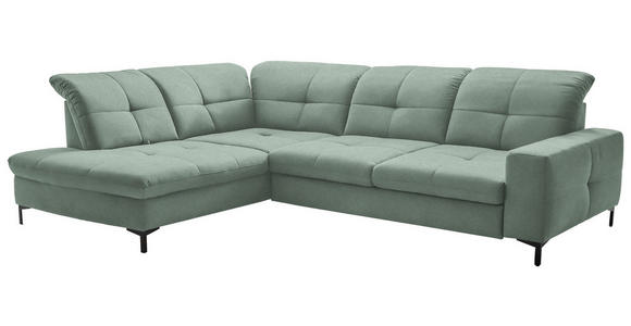 ECKSOFA in Chenille Mintgrün 240/308 cm - Schwarz/Mintgrün, Design, Textil/Metall (240/308cm) - Xora