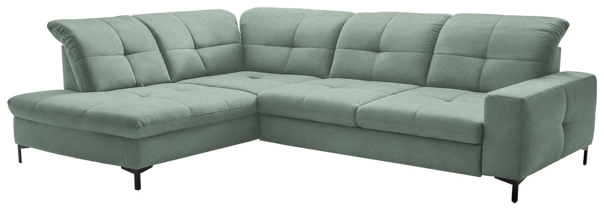 ECKSOFA in Chenille Mintgrün  - Schwarz/Mintgrün, Design, Textil/Metall (240/308cm) - Xora