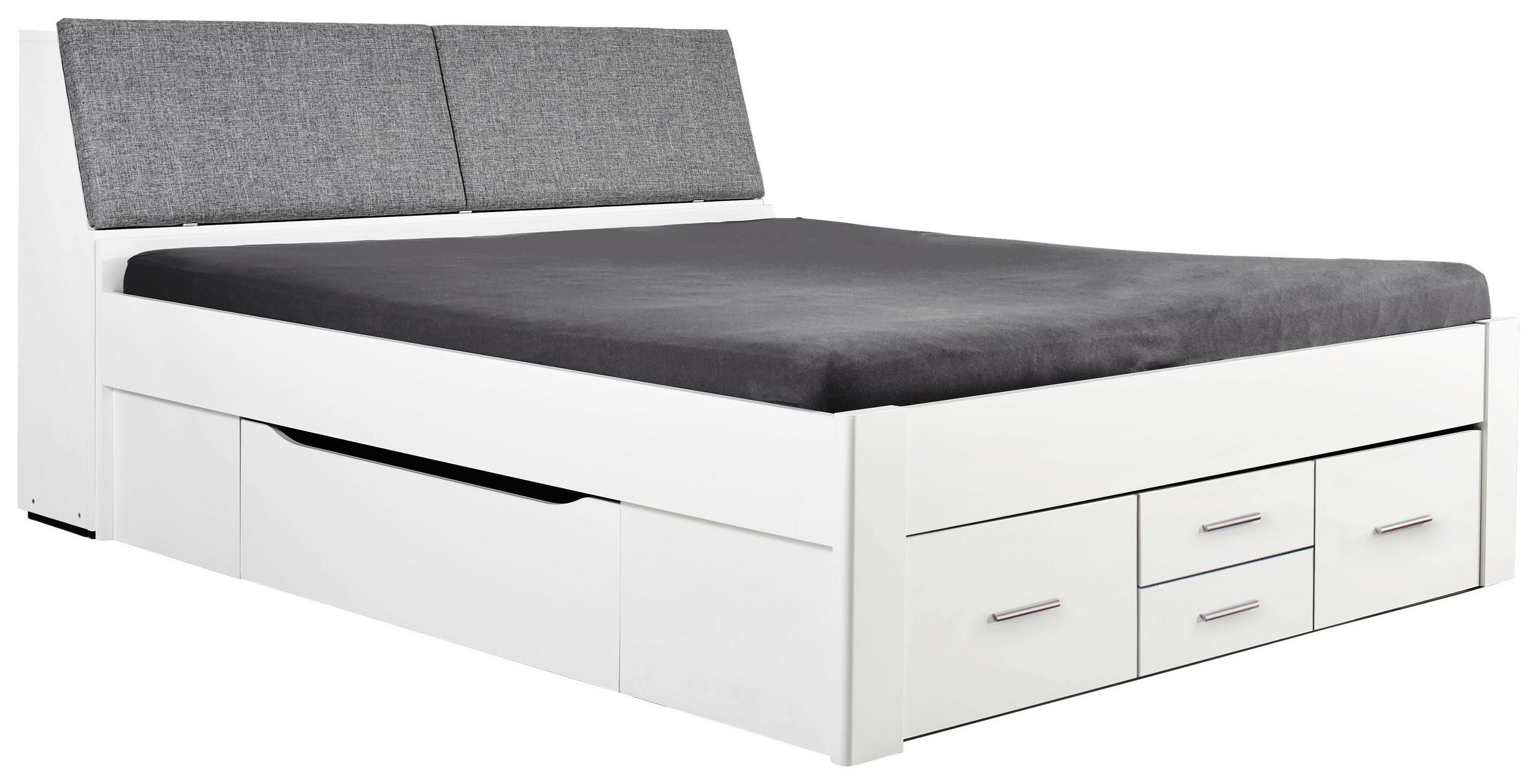 STAURAUMBETT 180/200 cm  in Weiß, Hellgrau  - Hellgrau/Weiß, KONVENTIONELL, Holzwerkstoff/Textil (180/200cm) - Ti'me