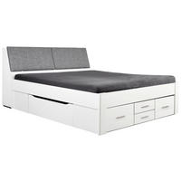 STAURAUMBETT 180/200 cm  in Weiß, Hellgrau  - Hellgrau/Weiß, KONVENTIONELL, Holzwerkstoff/Textil (180/200cm) - Ti'me