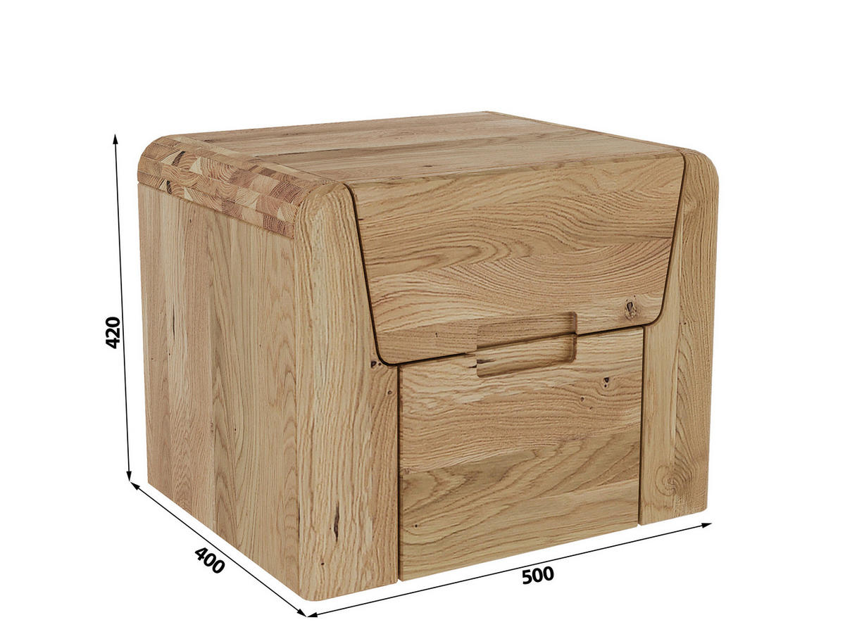 NACHTKÄSTCHEN in vollmassiv Wildeiche Naturfarben, Wildeiche  - Wildeiche/Naturfarben, MODERN, Holz (50/40/42cm) - MID.YOU
