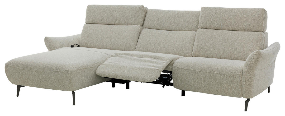 ECKSOFA Musterring Naturfarben Webstoff  - Schwarz/Naturfarben, Design, Textil/Metall (177/275cm) - Musterring