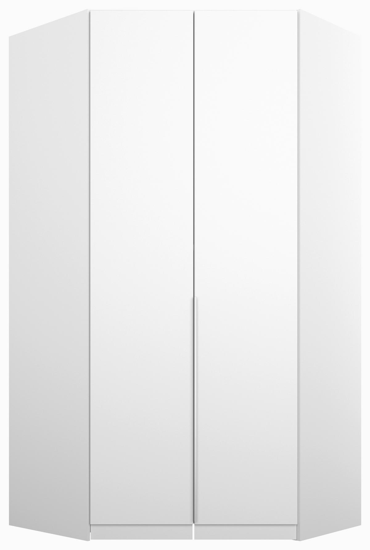ECKKLEIDERSCHRANK 117/229/117 cm  - Weiss/Alufarben, Modern, Holzwerkstoff (117/229/117cm) - Rauch Möbel