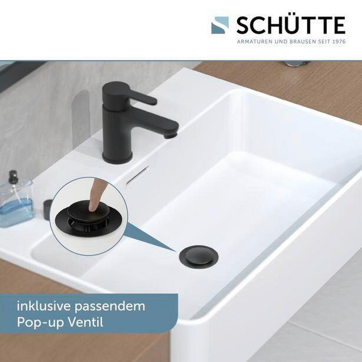 WASCHTISCHARMATUR 44106  - Schwarz, KONVENTIONELL, Metall (5,0/13,0/14,5cm) - Schütte