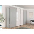 SCHWEBETÜRENSCHRANK 316/223/68 cm 4-türig Grau, Weiß  - Chromfarben/Weiß, KONVENTIONELL, Glas/Holzwerkstoff (316/223/68cm) - Novel