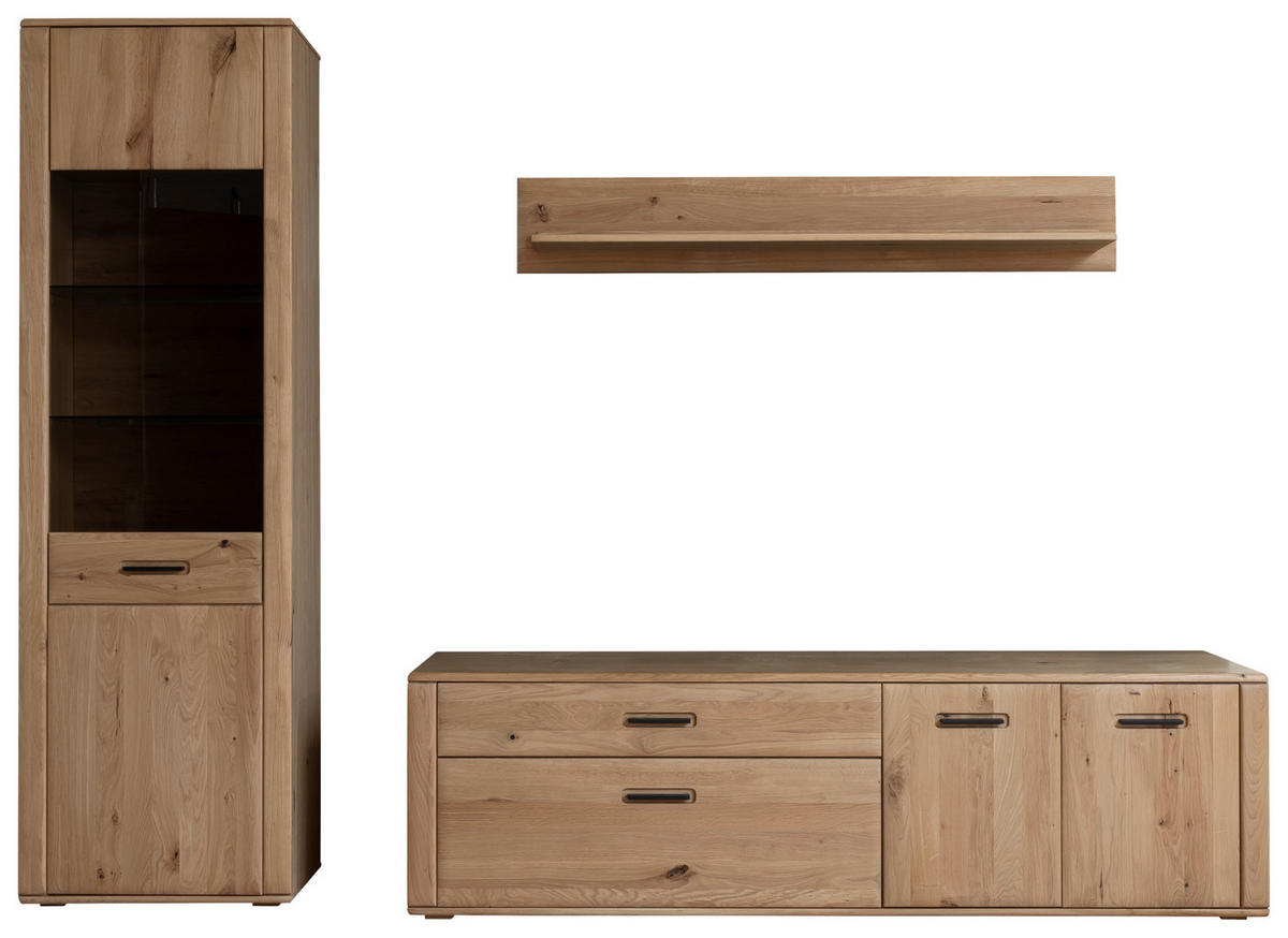 WOHNWAND  in Eichefarben 272/208/50 cm  - Eichefarben/Anthrazit, Konventionell, Glas/Holz (272/208/50cm) - Cantus