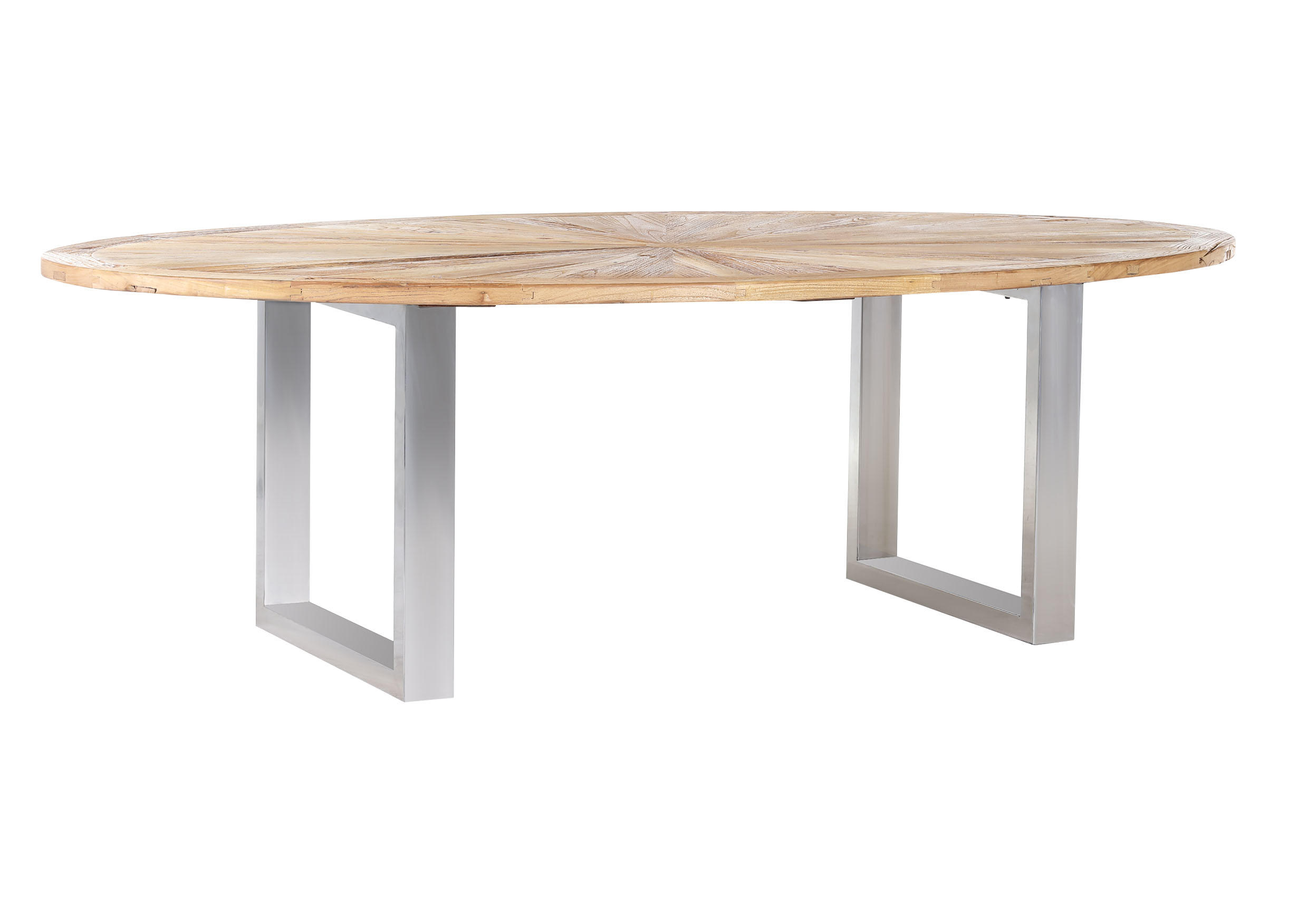 MATBORD i metall, trä 254/135/78 cm   - silver/almfärgad, Design, metall/trä (254/135/78cm)