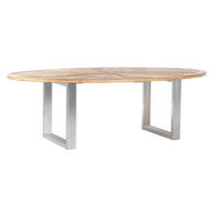 MATBORD i metall, trä 254/135/78 cm   - silver/almfärgad, Design, metall/trä (254/135/78cm)