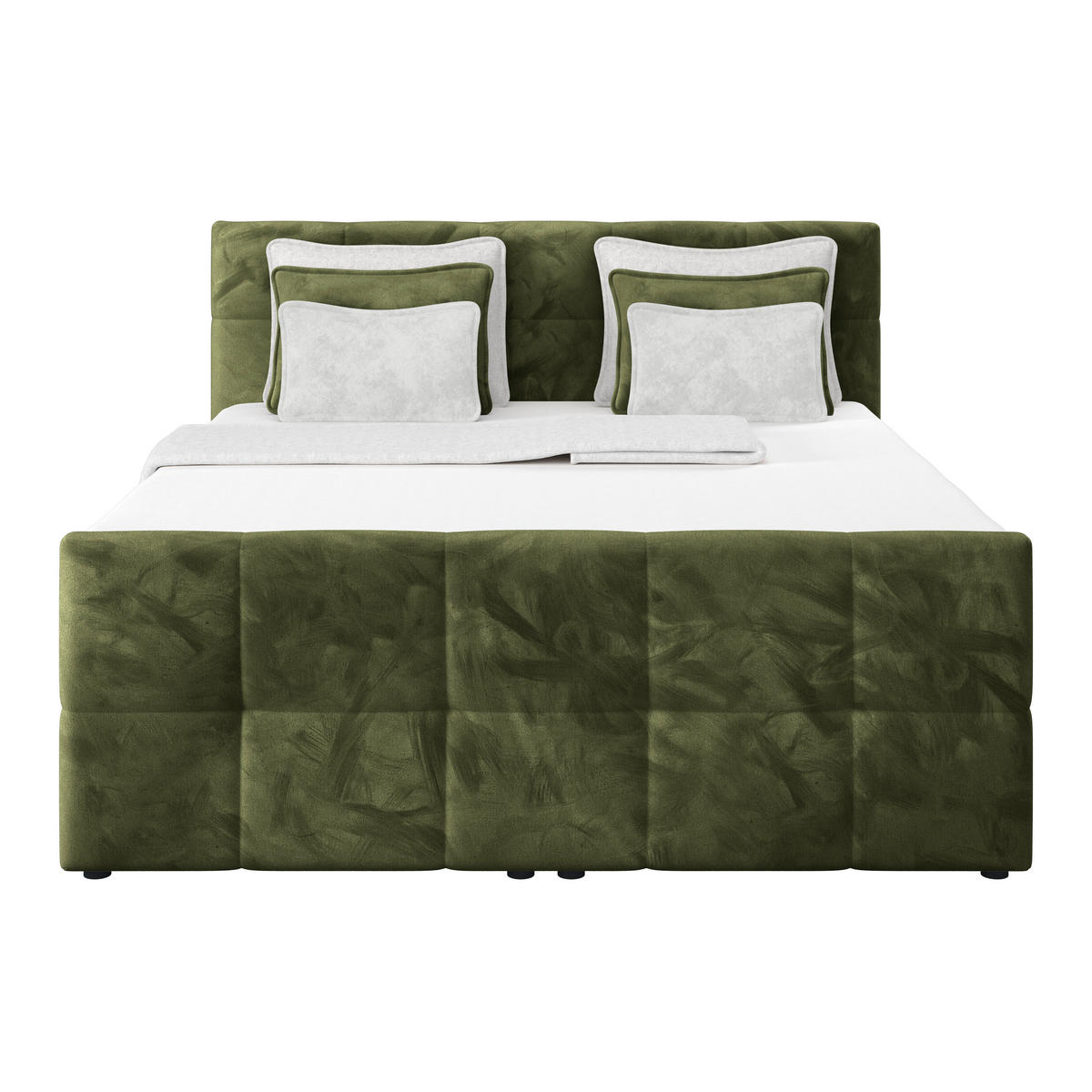 BOXSPRINGBETT 160/200 cm,  in Dunkelgrün, gepolstertes Kopfteil, Bettkasten, Topper, Matratzen, H3 + H3 = fest  - Dunkelgrün, KONVENTIONELL, Holz/Holzwerkstoff (160/200cm) - Luca Bessoni