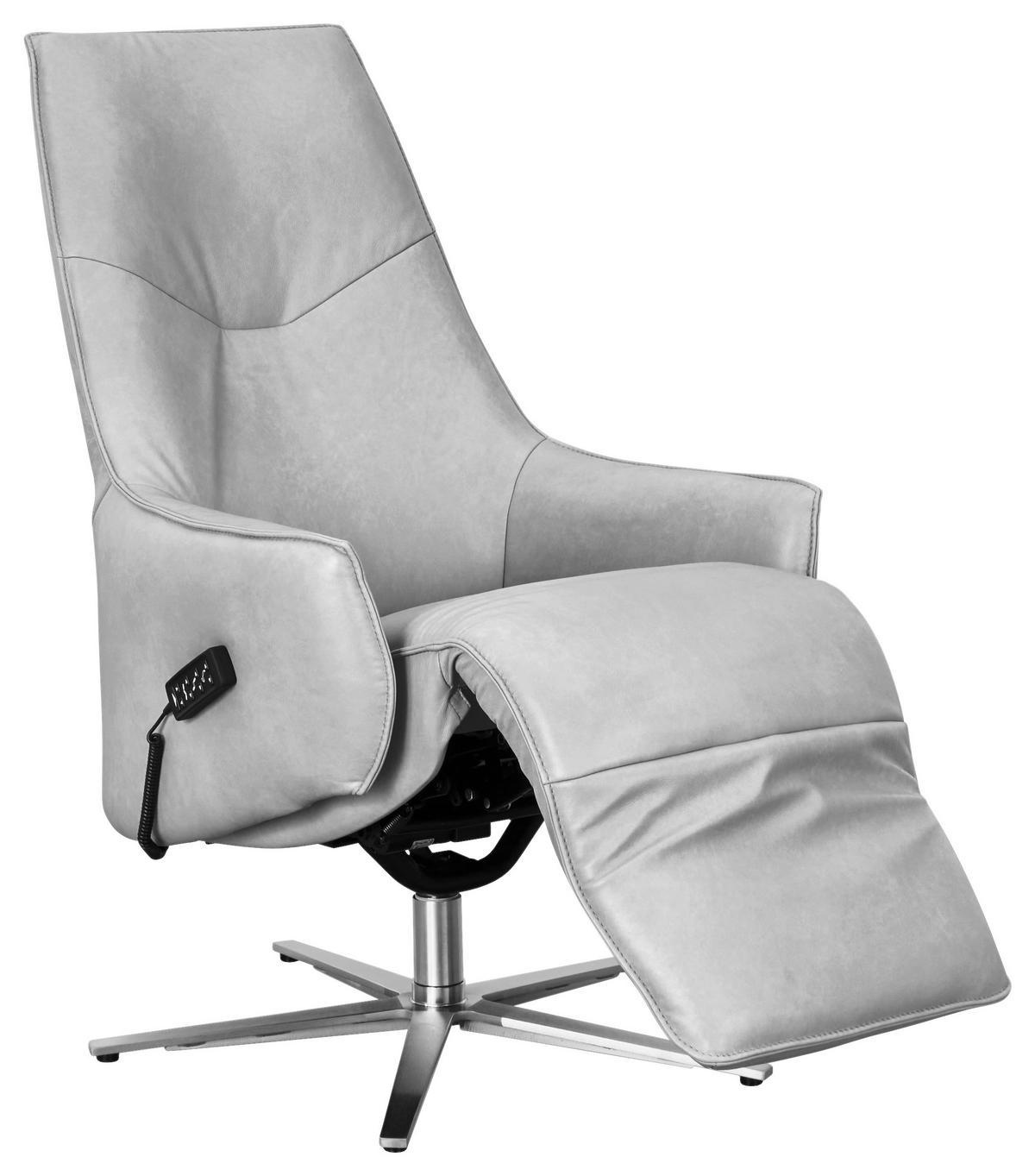 RELAXSESSEL in Leder Hellgrau  - Edelstahlfarben/Hellgrau, Design, Leder/Metall (70/120/88cm) - Himolla Komfortklass