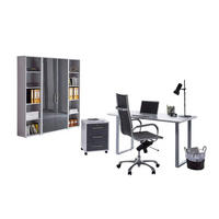 BÜRO erweiterbar, abschließbar Grau, Anthrazit Hochglanz - Anthrazit Hochglanz/Grau, MODERN, Holzwerkstoff/Metall - MID.YOU