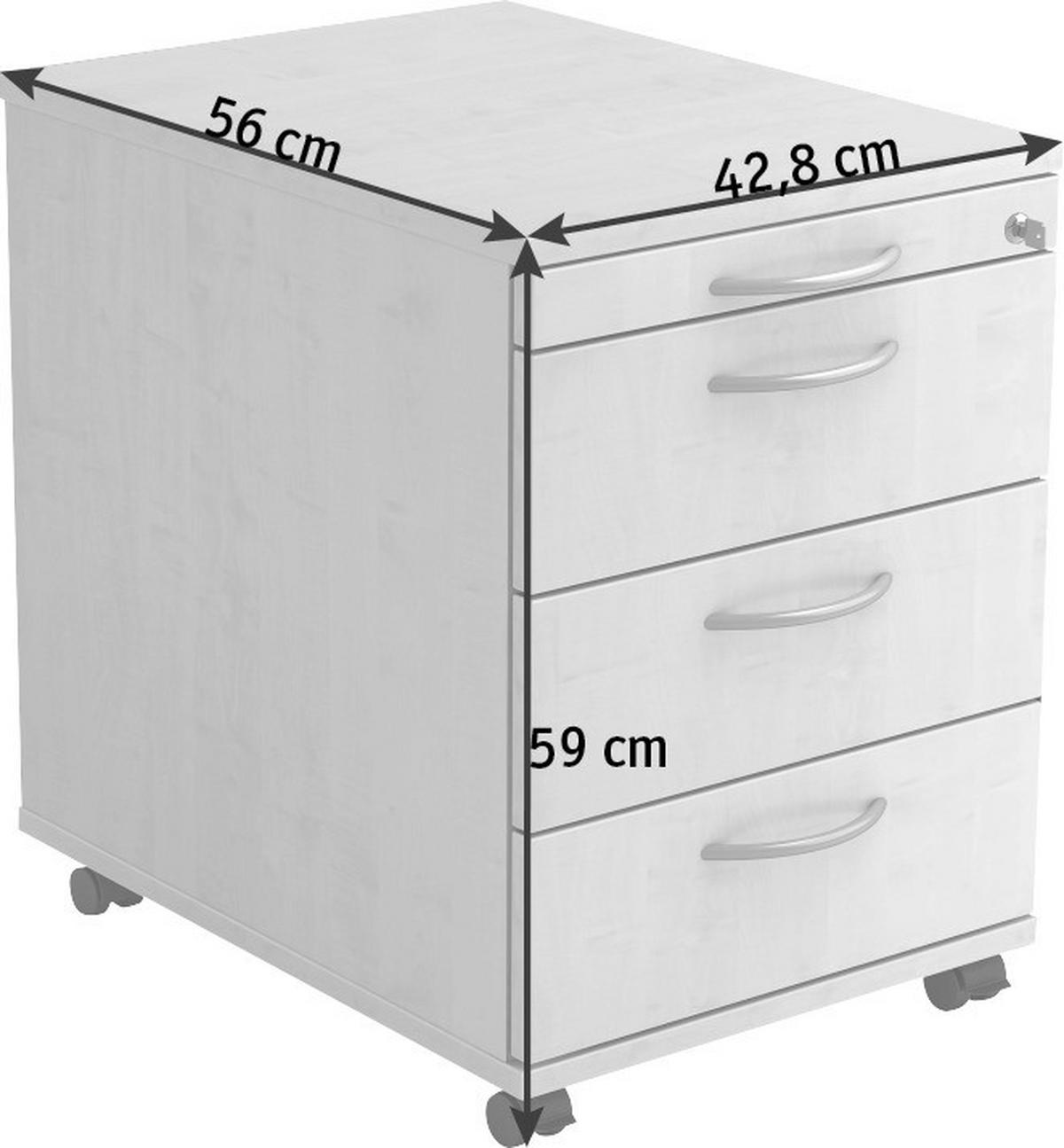ROLLCONTAINER Weiß  - Alufarben/Weiß, KONVENTIONELL, Holzwerkstoff/Kunststoff (42,8/59/56cm) - Venda