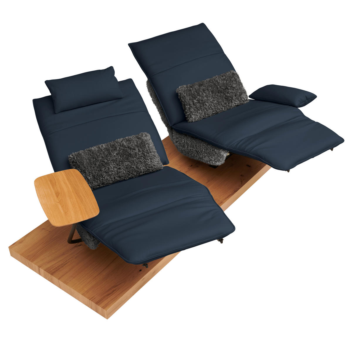 2-SITZER-SOFA  in Hochflor Echtleder Anthrazit, Blau  - Blau/Anthrazit, Design, Leder/Holz (240/65/104cm) - Koinor