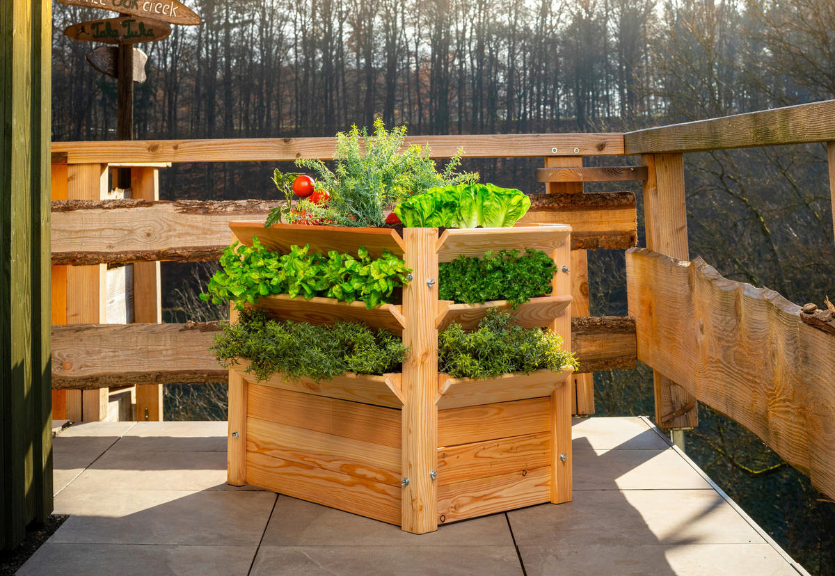 VYVÝŠENÝ ZÁHON   - farba smrekovca, Basics, drevo (90/73/65cm)