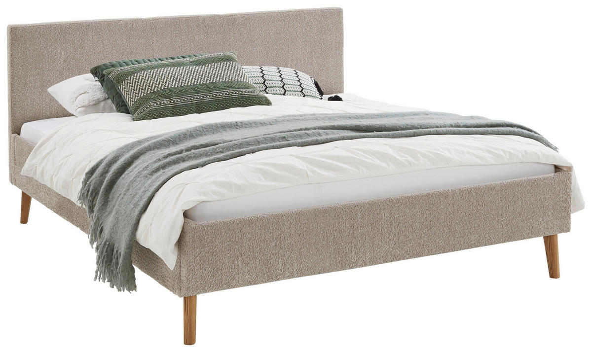 POLSTERBETT Taupe 180/200 cm  - Taupe/Eichefarben, Basics, Holz/Textil (180/200cm) - Boxxx