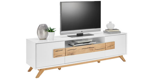 TV-ELEMENT Eiche massiv Weiß, Eichefarben  - Eichefarben/Weiß, Design, Holz/Holzwerkstoff (178/53,6/40cm) - Xora