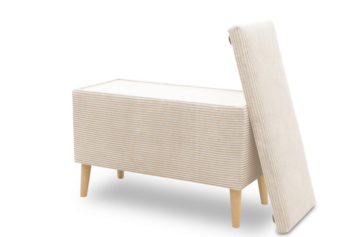 HOCKER 400 004  Cord Creme  - Creme/Naturfarben, Basics, Holz/Textil (91/58/41cm) - Livetastic