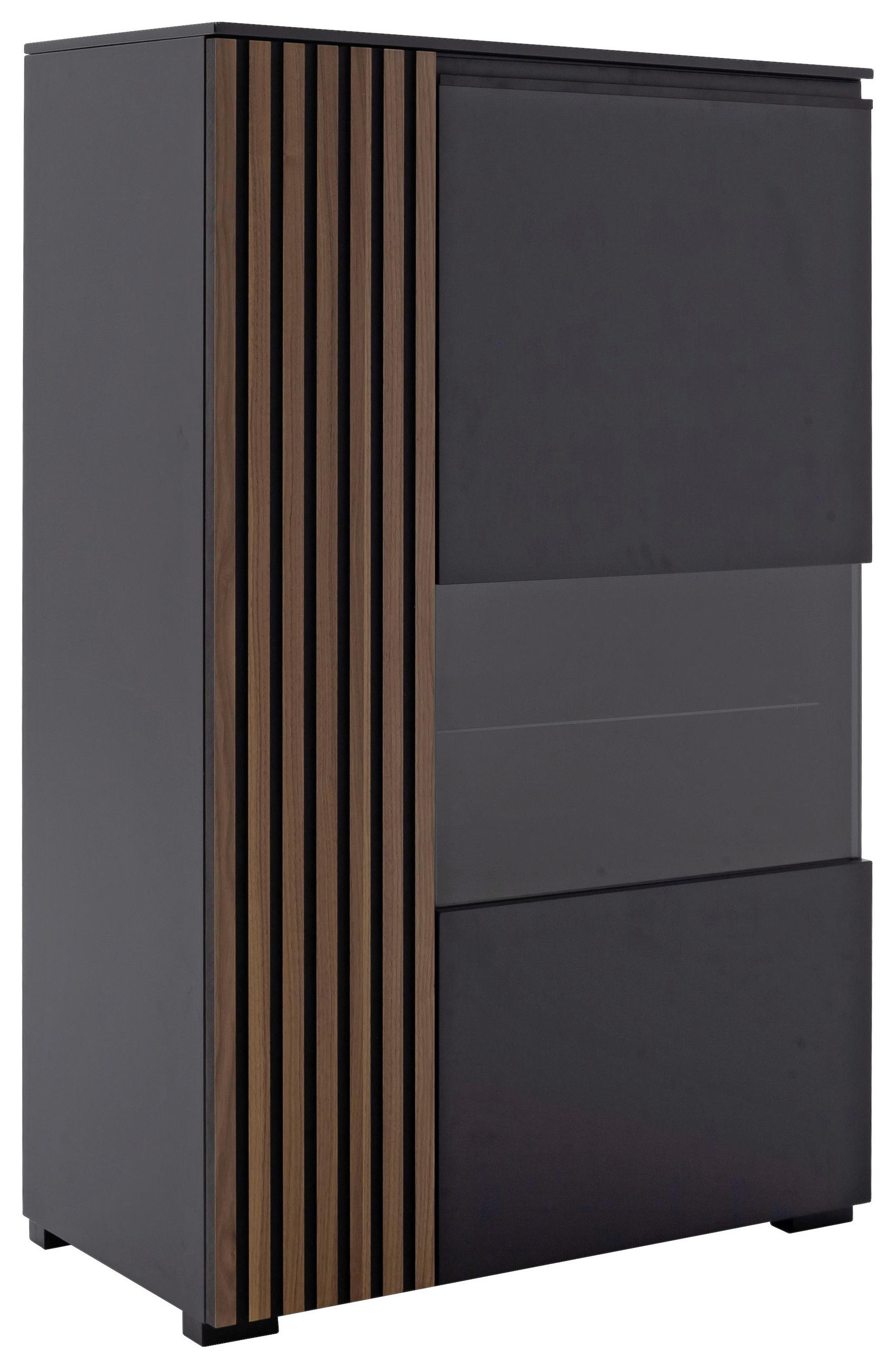 HIGHBOARD Anthrazit, Nussbaumfarben  87/136/45 cm  - Anthrazit/Nussbaumfarben, Design, Glas/Holz (87/136/45cm) - Moderano