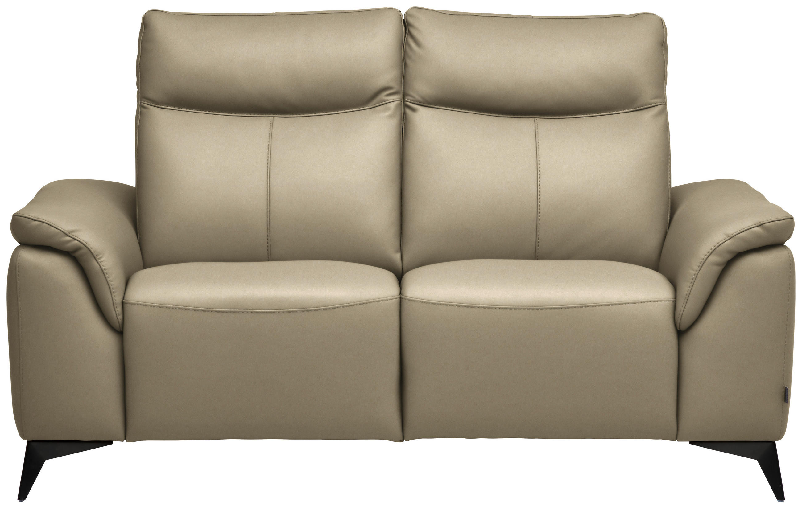 2-SITZER-SOFA  in Echtleder Ecru   - Ecru/Schwarz, Design, Leder/Metall (176/105/98cm) - Belluti